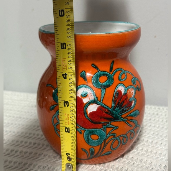 Vintage Italian Orange Ceramic Vase with Bird Design - Picture 4 of 4